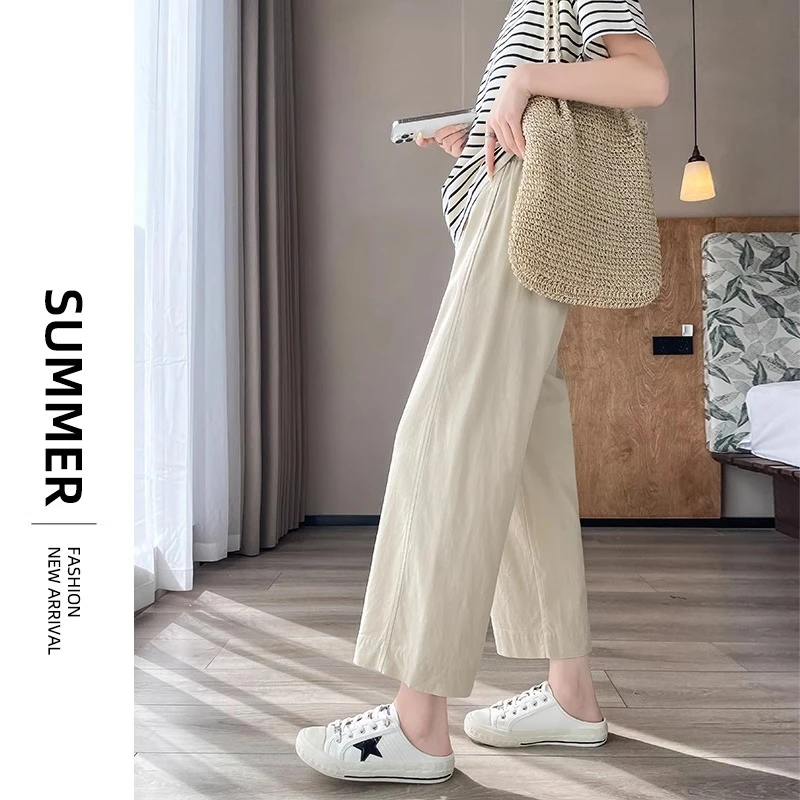 莱赛尔天丝阔腿裤女夏季薄款2025新款防晒小个子冰丝直筒九分裤子