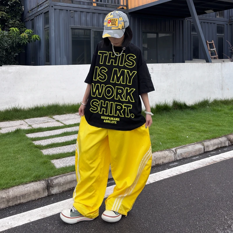 ANDLIFE品牌【这是我的工作t】男女同款工作衫街舞字母t恤潮牌印花