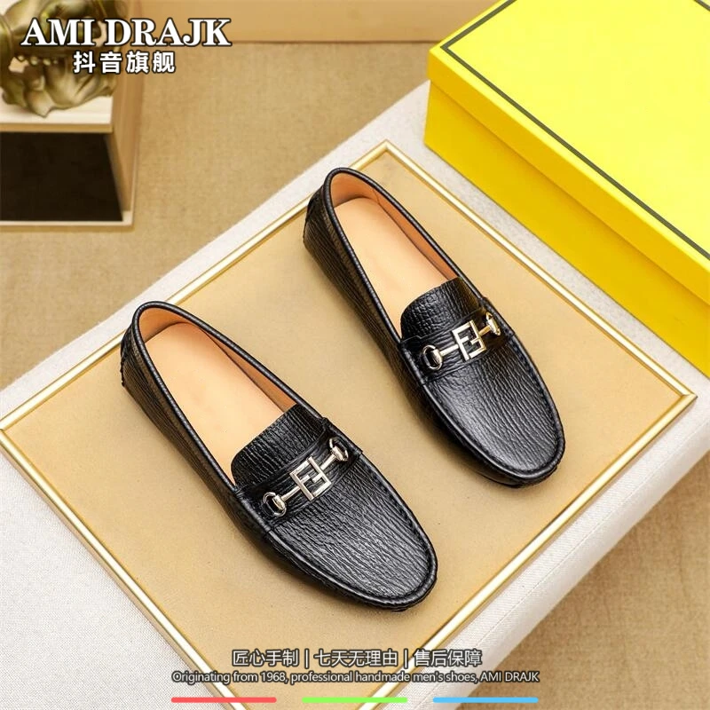 AMI DRAJK欧洲站豆豆鞋男2025新款高端真皮一脚蹬懒人鞋时尚休闲