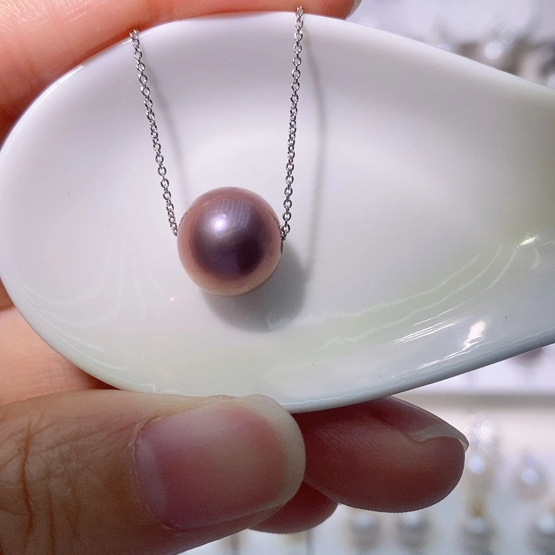 淡水珍珠吊坠(赠链)银S925镶嵌尺寸11/12毫米路路通