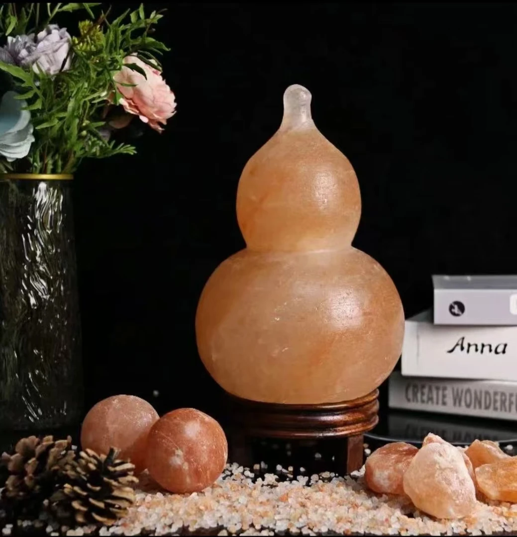 喜马拉雅创意观音雕刻天然盐灯招财小夜灯葫芦新款工艺品摆设2025