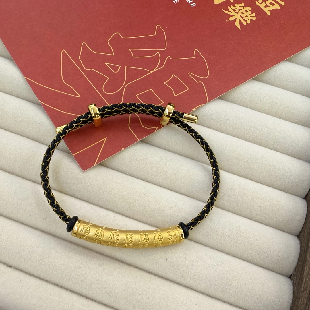 足金999 百福弯管精致钢丝绳绳礼物小众满分礼品