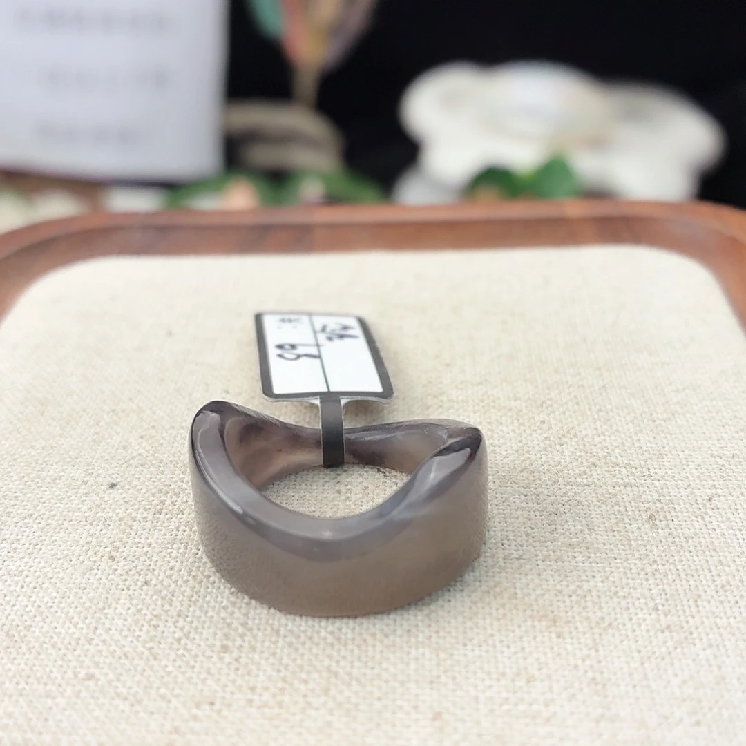 和田玉未镶嵌戒指L32烟紫随形直径17.5不退换