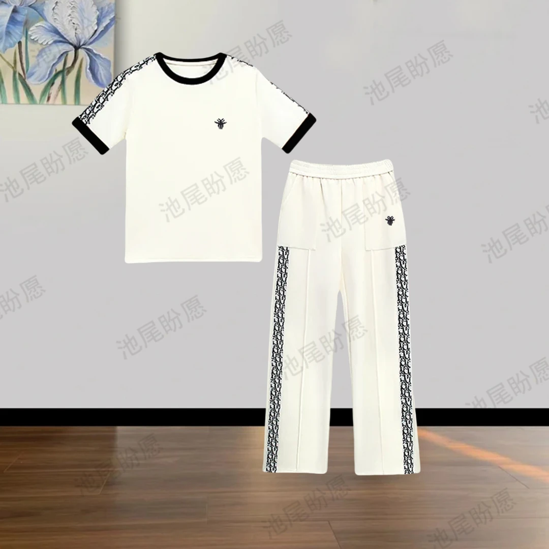 织带拼接设计感时尚套装女新款休闲时尚显瘦2025夏季洋气两件套女