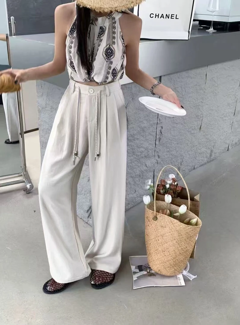 92537#夏季新款高腰显瘦阔腿休闲裤【直播间为准】B8-1