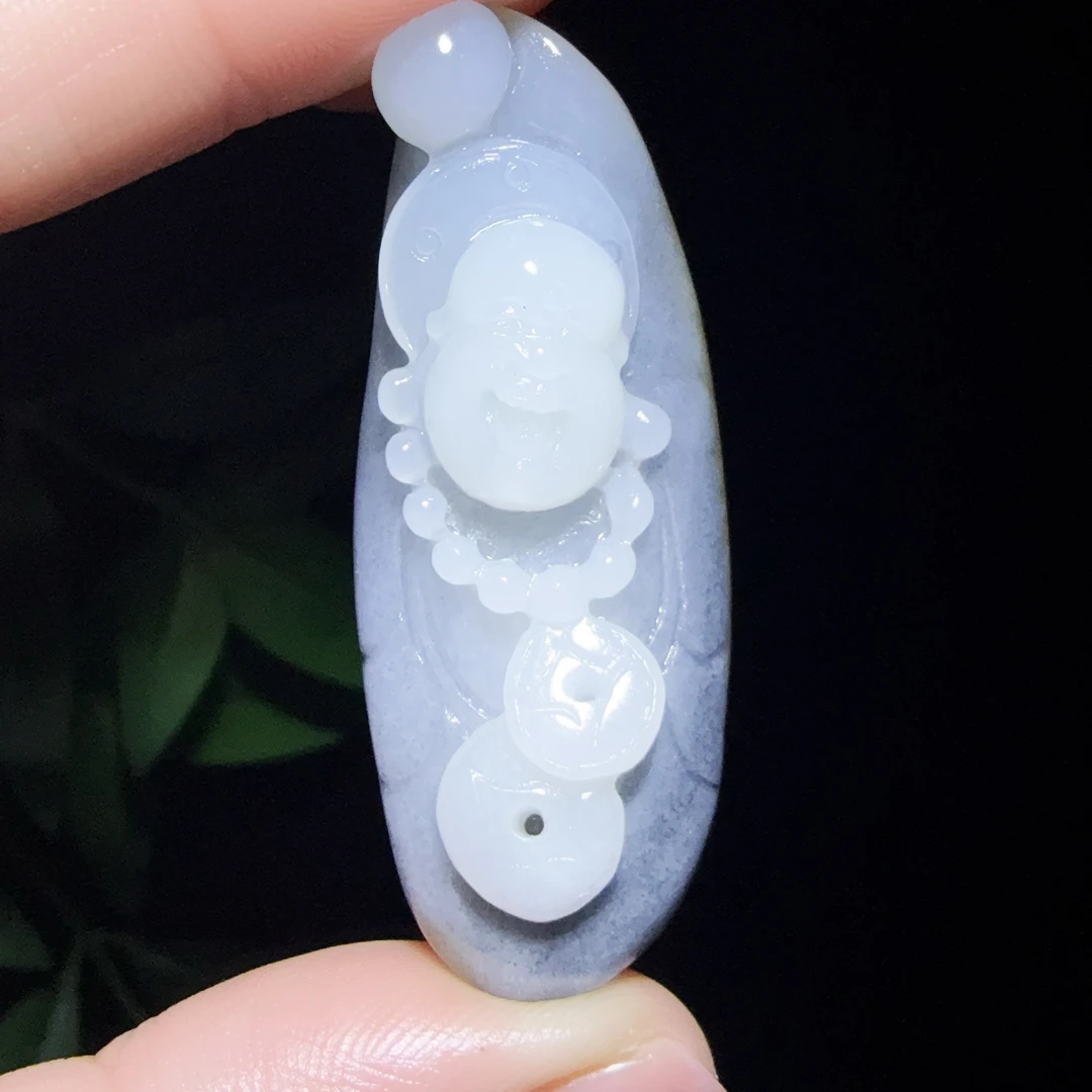 新疆子料三色青花佛～25克