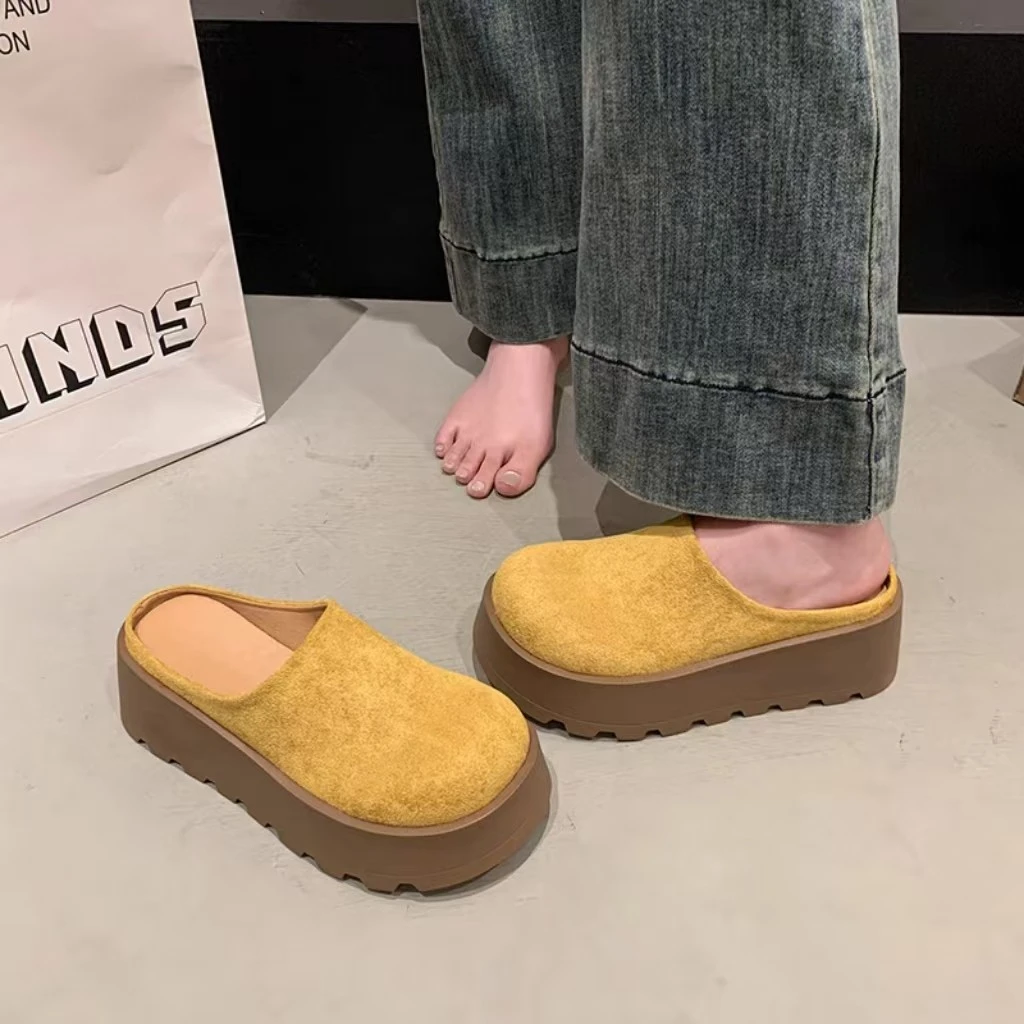 2025春季新款厚底舒适增高矮子乐懒人勃肯包头半拖鞋女外穿5110