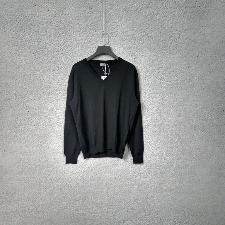 全新未使用 DIOR/迪奥 黑色羊绒V领针织衫/XL