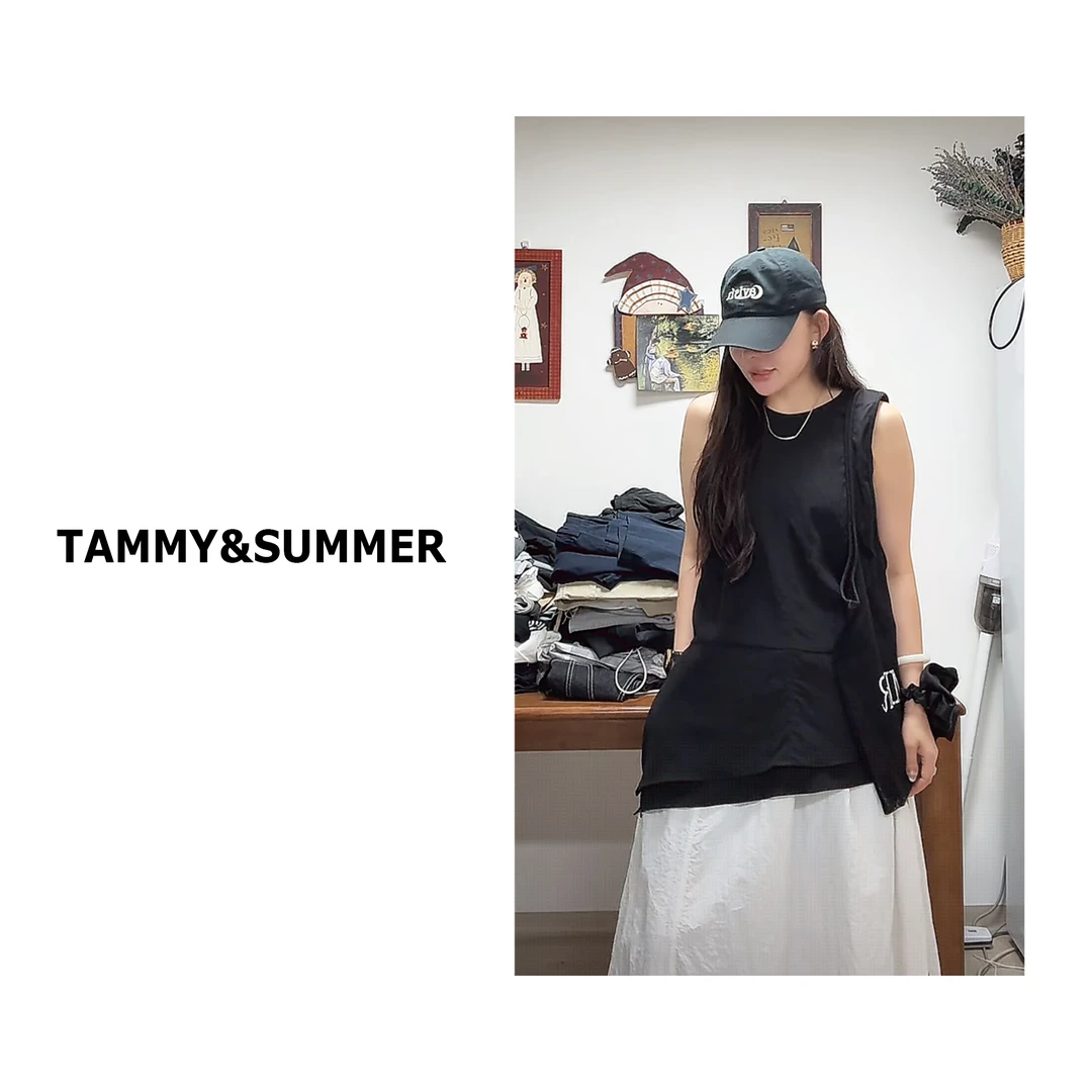 【Tammy&Summer】韩系百搭舒适感简约风抽绳不规则下摆背心上衣5100