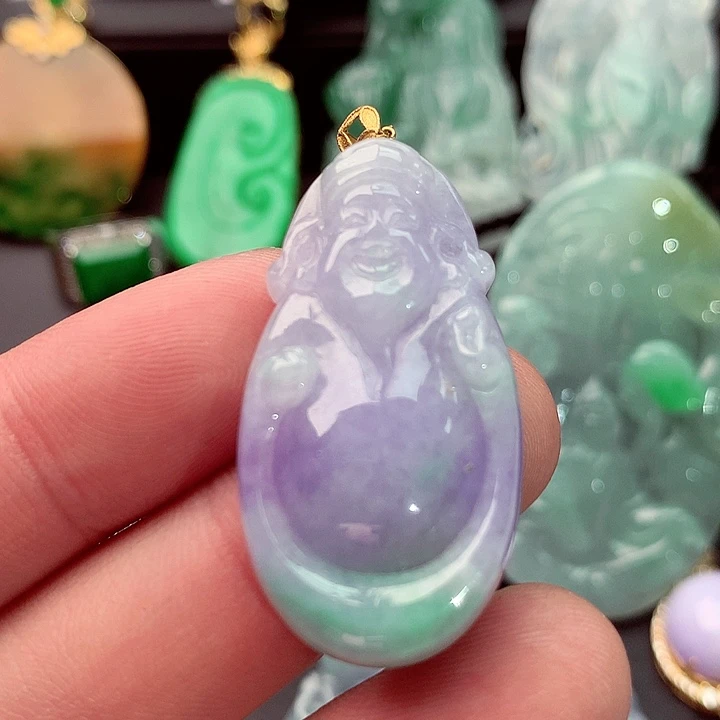 吊坠(不含链)18K金镶嵌翡翠