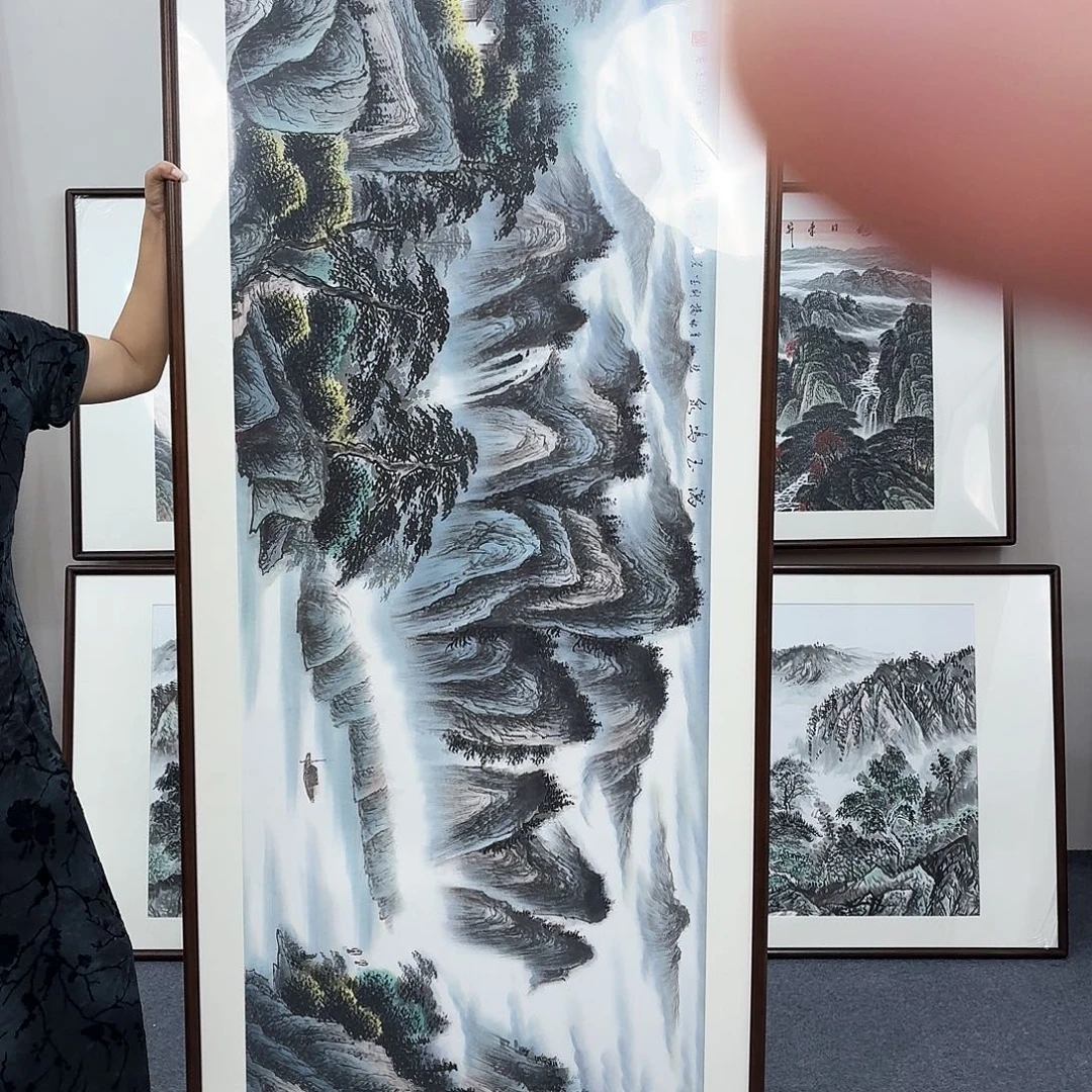 国画手绘作品山水210×80尺寸
