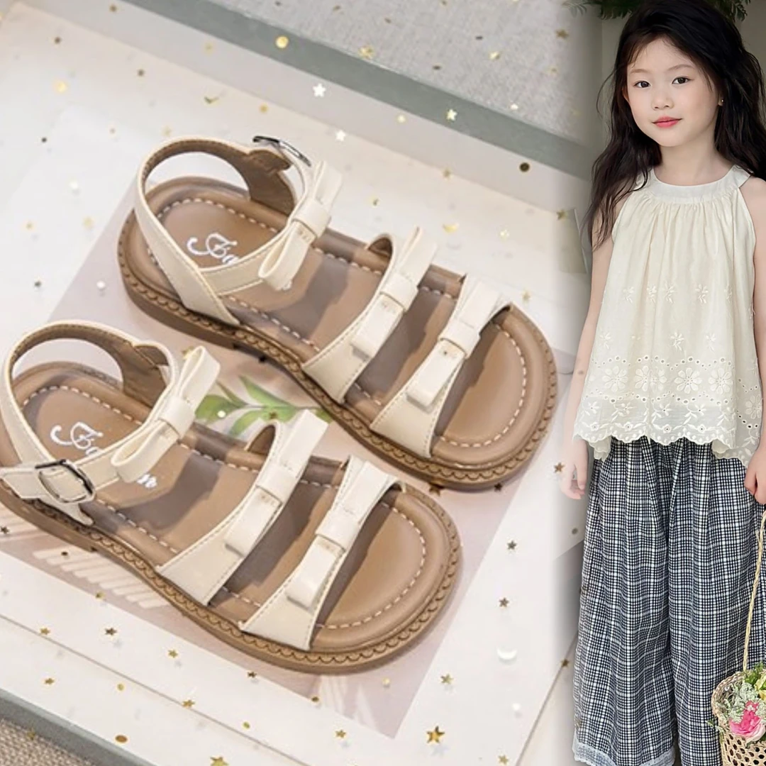 ABC 小女孩凉鞋2025年夏季新款时尚百搭宝宝软底女孩沙滩鞋露趾鞋