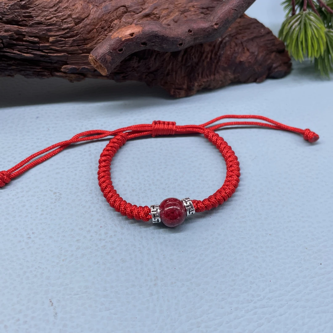 含辰砂工艺品10MM单珠手编绳     全透晶体砂