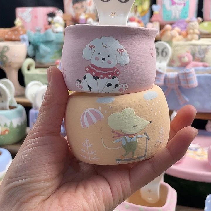 66…..手工手绘手工花盆