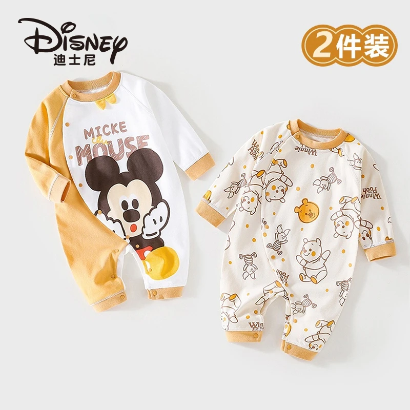 Disney/迪士尼 2件装 新生儿连体衣婴儿春款长袖哈衣宝宝春季爬服