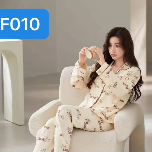 F010春秋开衫款长袖长裤+胸垫套装