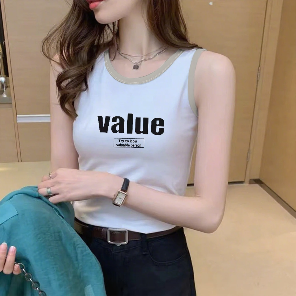 100%纯棉洋气背心修身吊带打底外穿高档无袖拼接上衣打底衫女新款