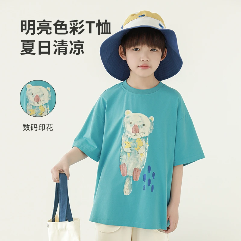 【夏二波】oddtails 大童t恤儿童男童纯棉休闲夏日印花短袖QG2742