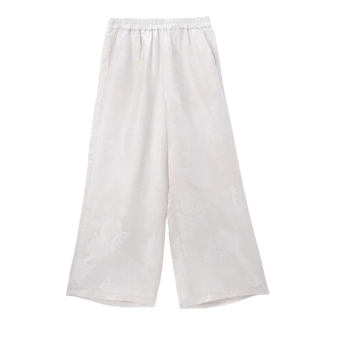 锦瑟-QS250081新中式桑蚕丝百搭裤子中国风宽松休闲裤提花文艺