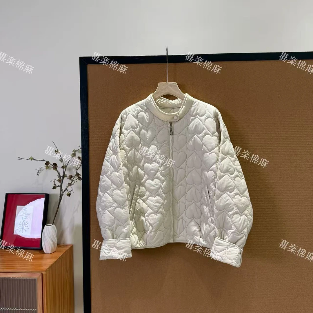 喜樂  2025爱心绗线夹克棉服外套秋冬季新款时尚简约纯色百搭女士