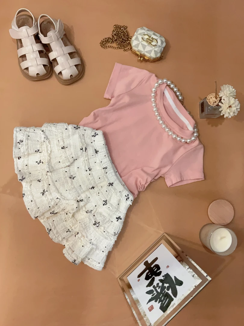 碎花韩版薄款套头休闲公主风女套装洋气短裙公主波点裙子LF8050