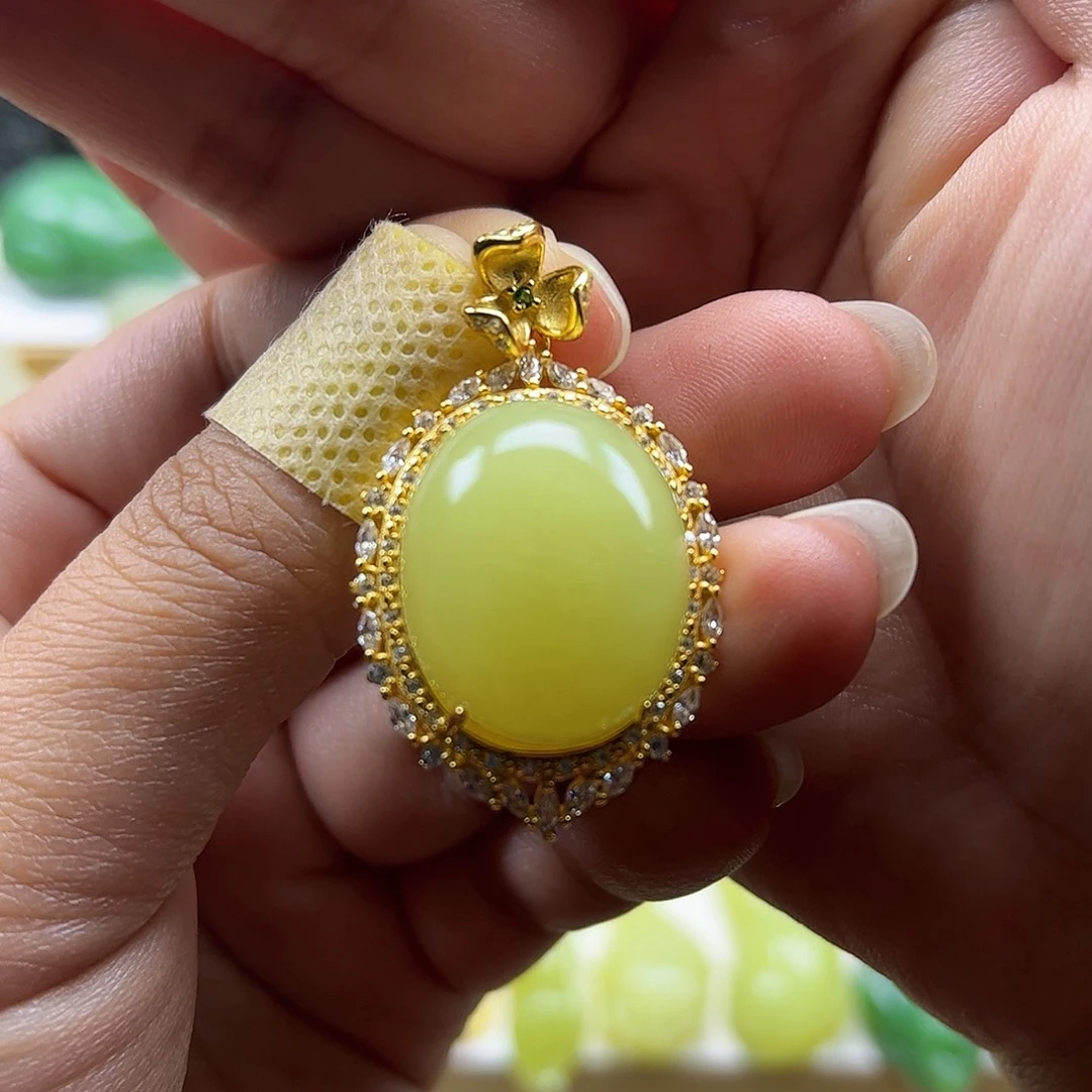 和田玉银S925镶嵌颈饰