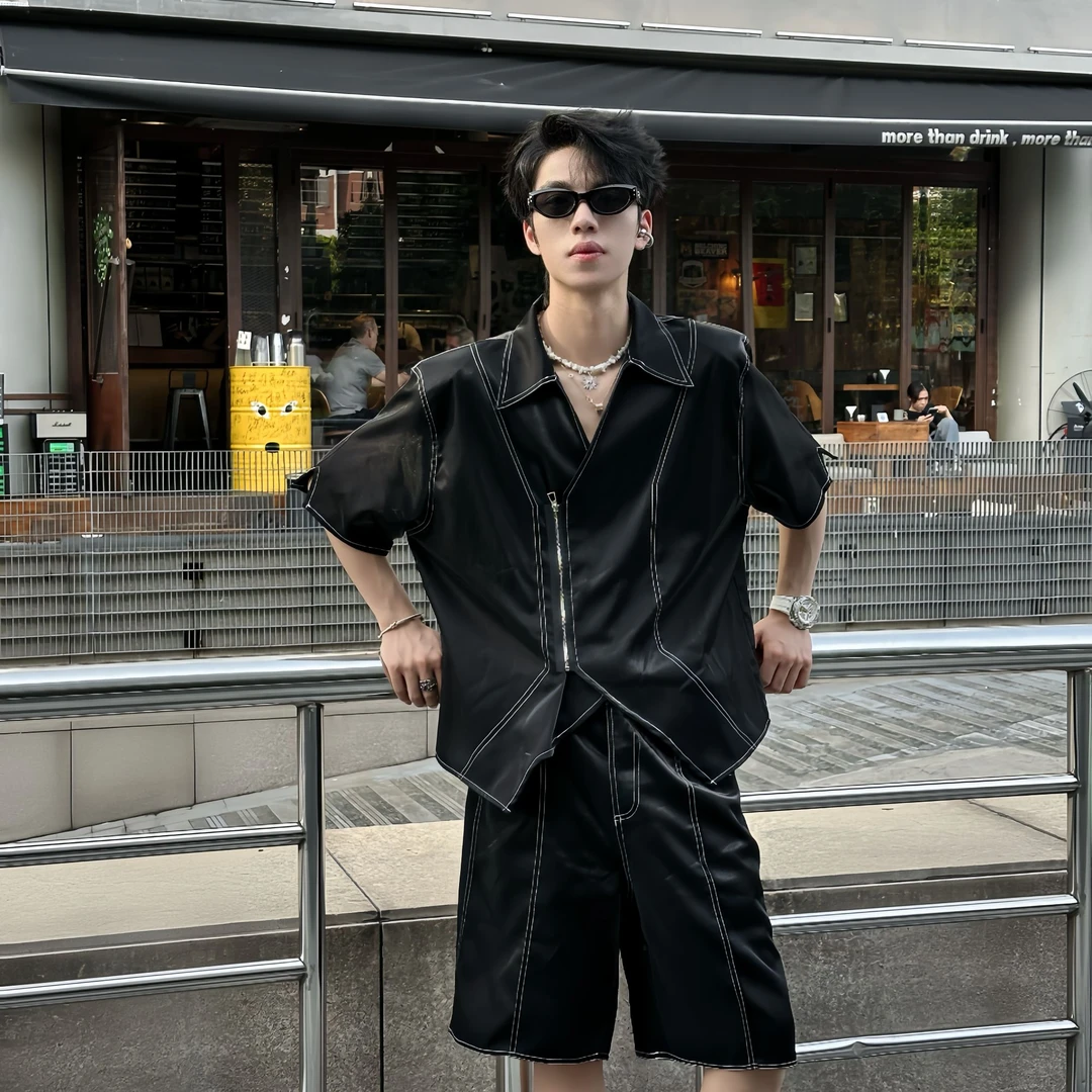 男士夏天套装透气凉爽工装衬衫短裤搭配一整套时尚休闲高级感穿搭