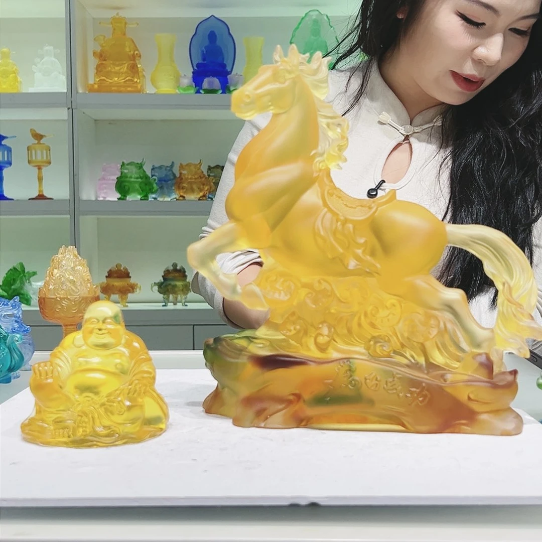 【闪购商品】手工艺品琉璃明**光弥勒➕马到成功