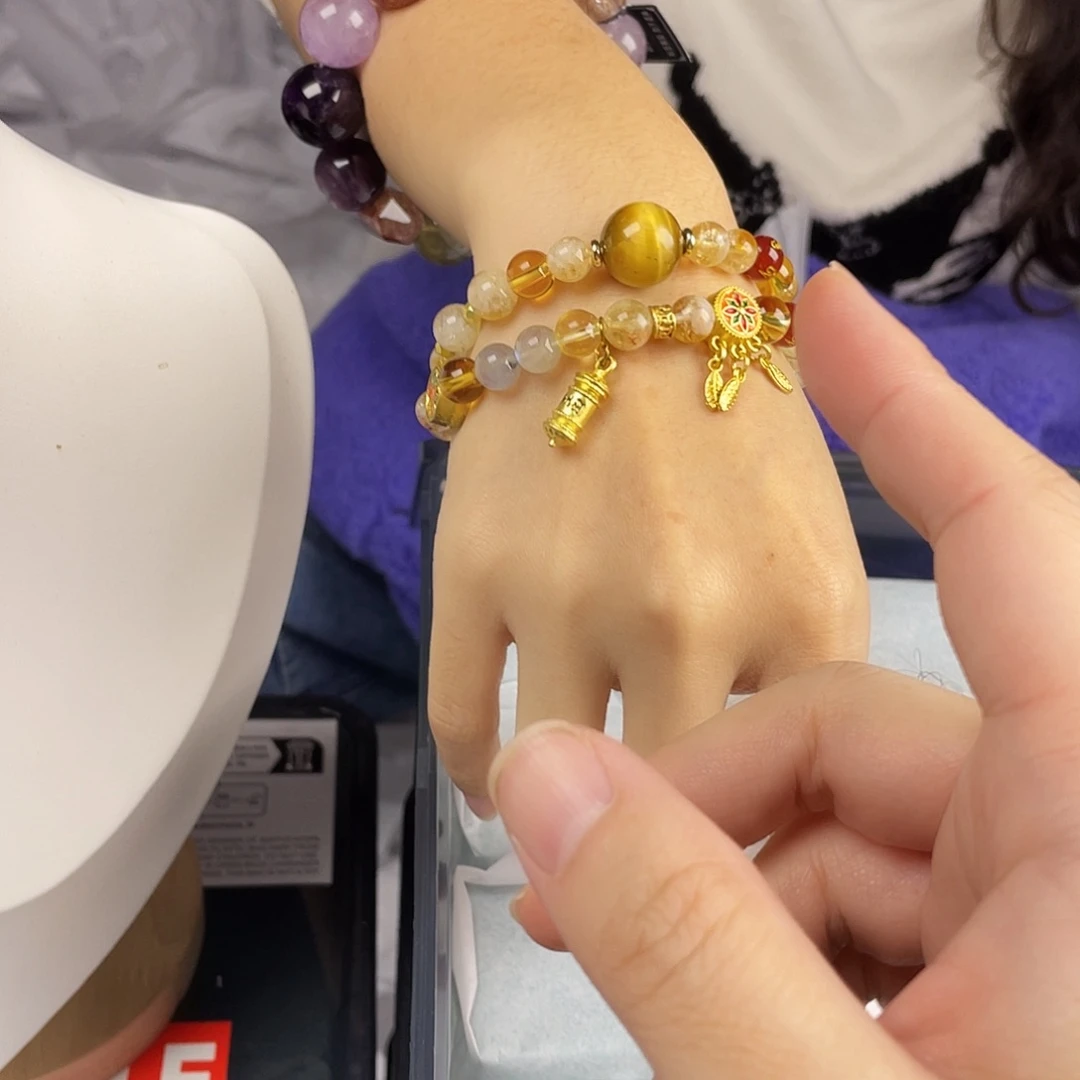 水晶银S925镀金镶嵌手串