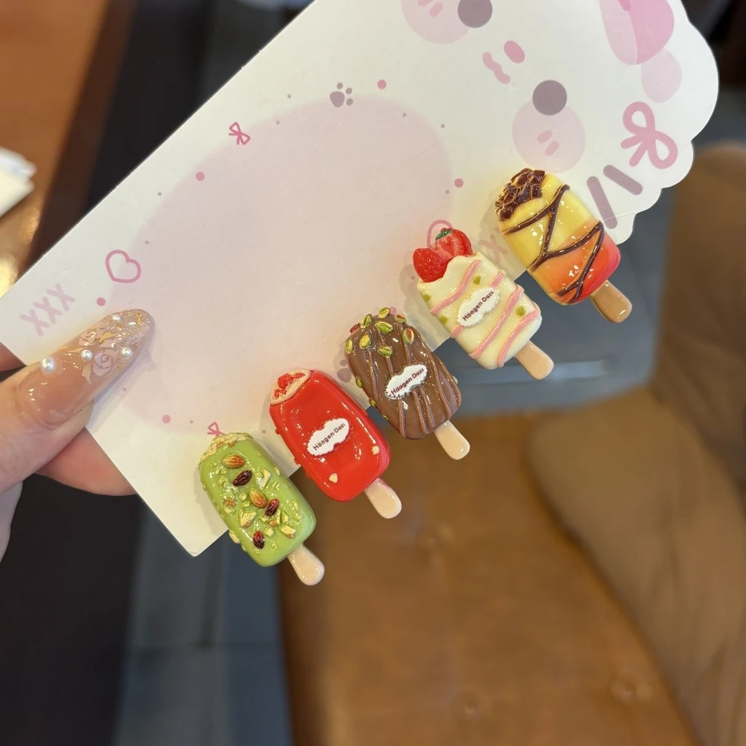 可爱哈根迷你冰棍发夹 创意ins雪糕刘海碎发卡通风搞怪颜值鸭嘴夹