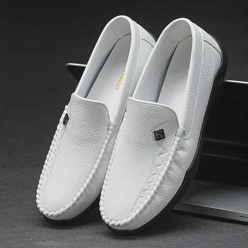 春夏男士休闲豆豆鞋潮流皮鞋一脚蹬懒人乐福鞋软底软面驾车百搭
