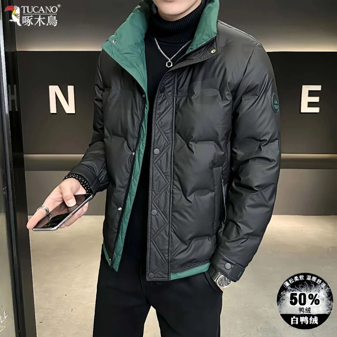 啄木鸟男士立领羽绒服时尚短款轻薄青年冬季休闲帅气外套男装修身