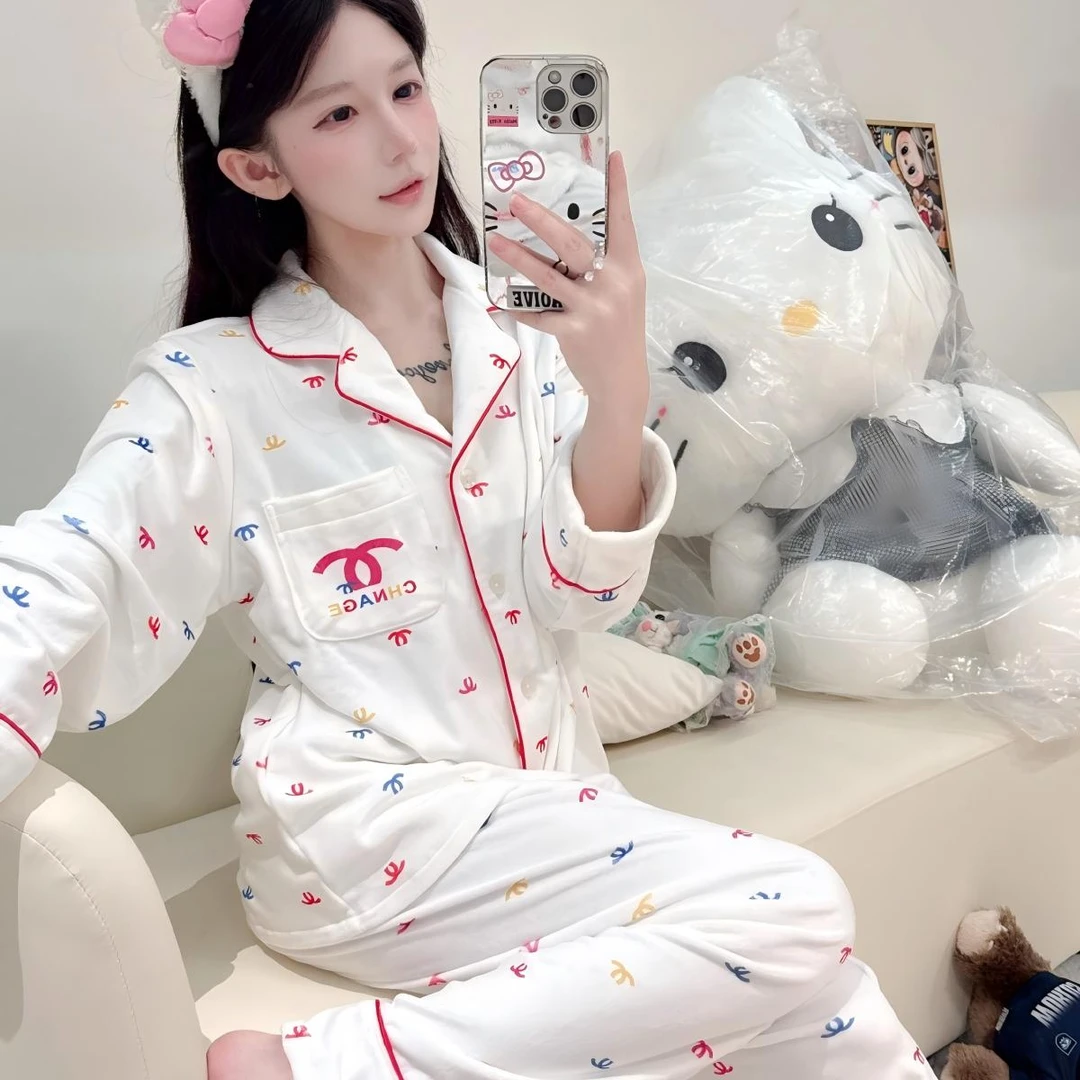 【秀秀家】海岛绒《彩色小香》秋季时尚气质高定睡衣家居服套装