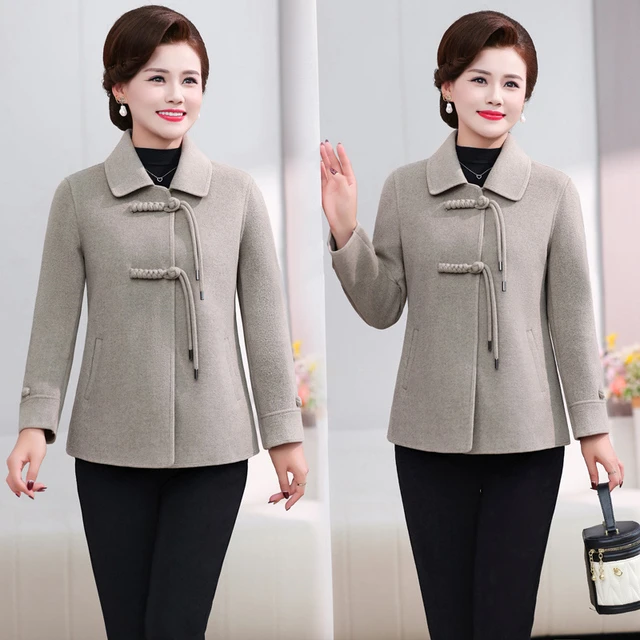 妈妈装秋冬季双面呢子上衣女2025新款新中式中国风小个子短款外套