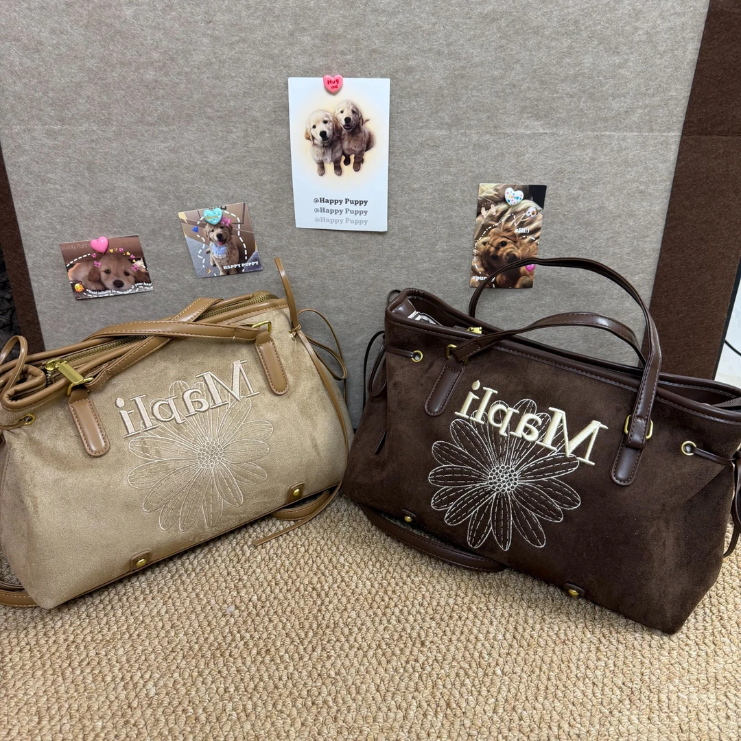 小雏菊麂皮绒手提双肩包包女大容量2026新款高级感通勤斜挎多用包