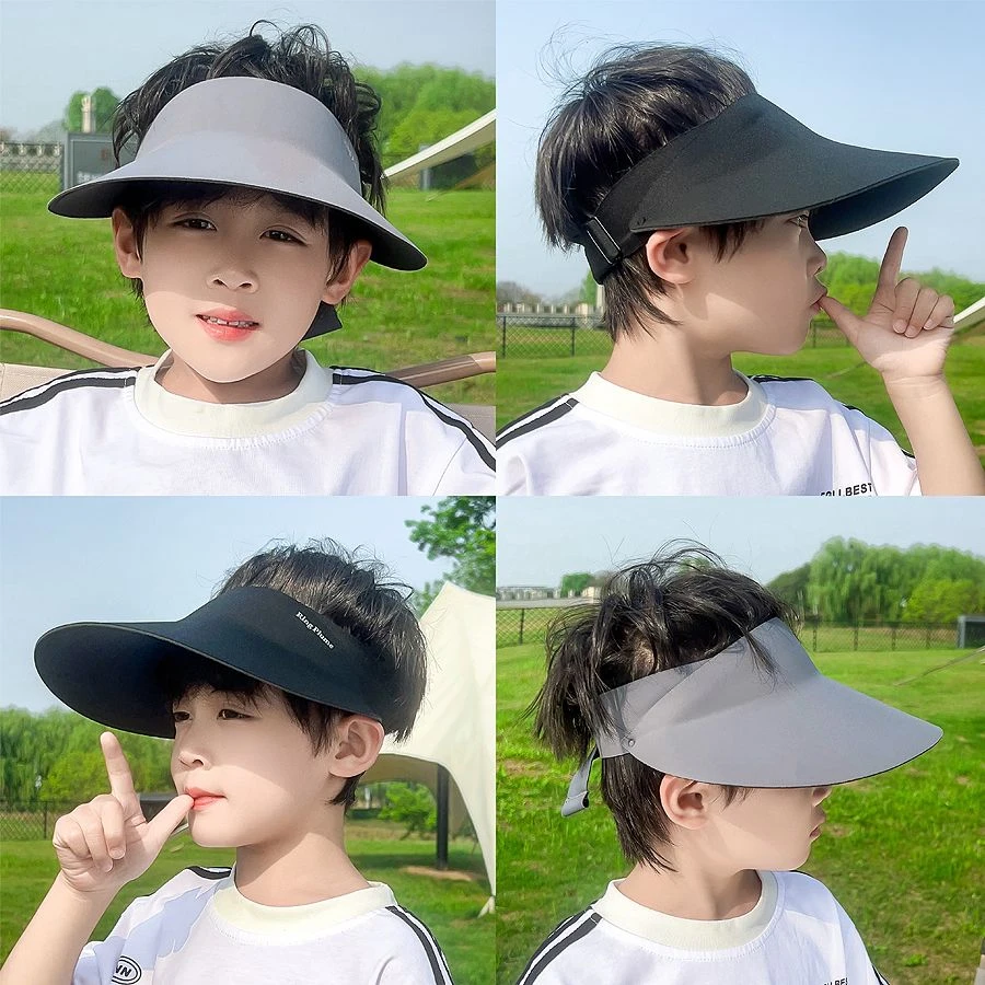 儿童帽子夏季男童大帽檐防晒帽女童防紫外线遮阳帽男孩空顶太阳帽