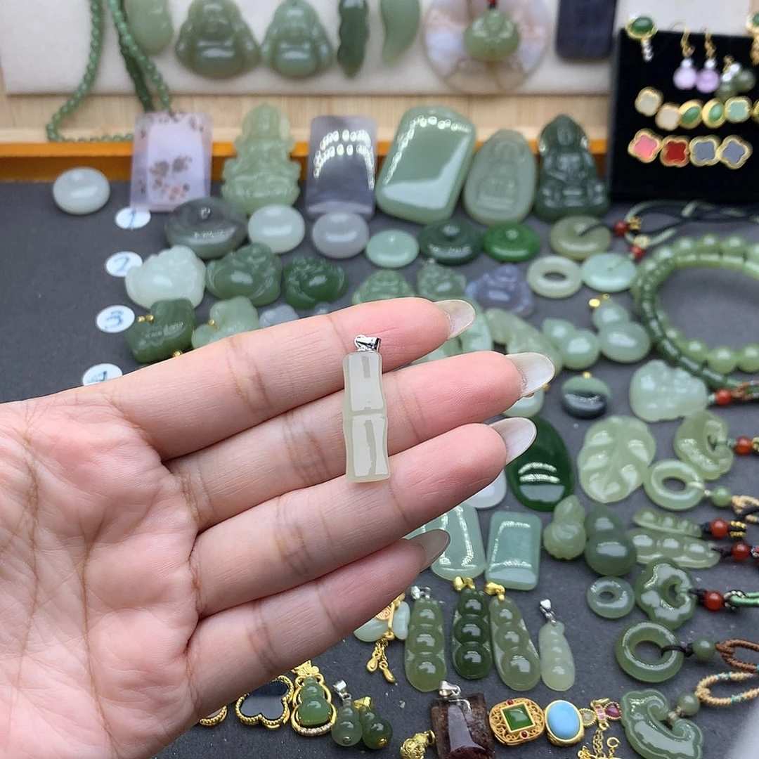 和田玉吊坠(不含链)银S925镶嵌