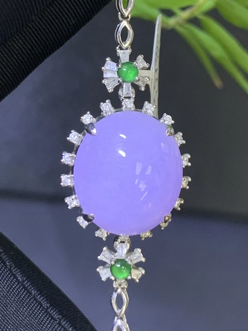 紫罗兰蛋面手链 天然A货翡翠 尺寸：29.8*16.4*10.6mmTG1.11紫色