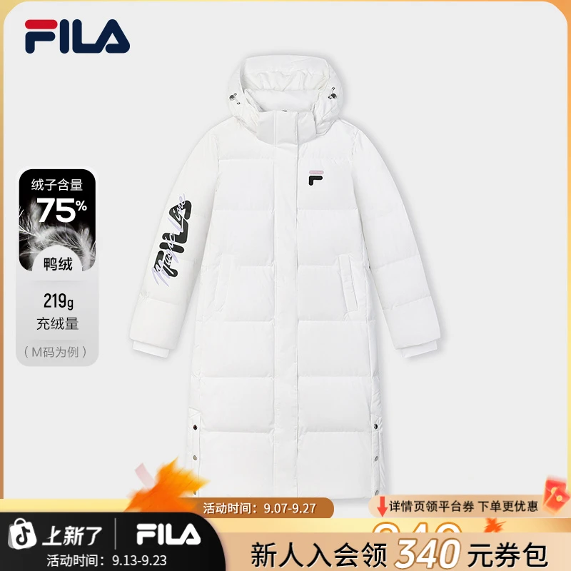 Fila/斐乐正品冬季女士户外防风保暖长款运动羽绒服F51W449909A