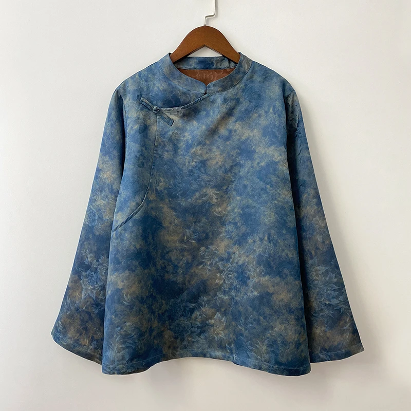 2025春季新款满分桑蚕丝高档香云纱毛衫外套长袖上衣新中式复古