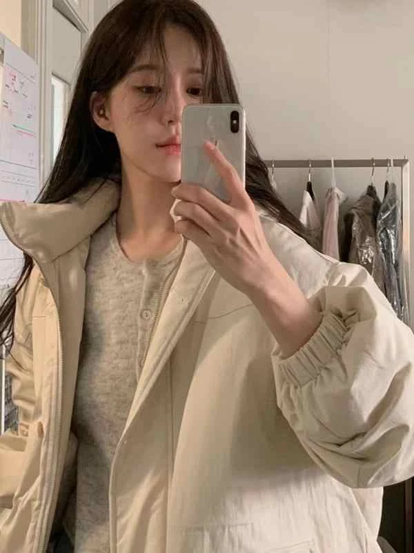 【objet清】冬季连帽工装鹅绒羽绒服宽松时尚厚外套韩版