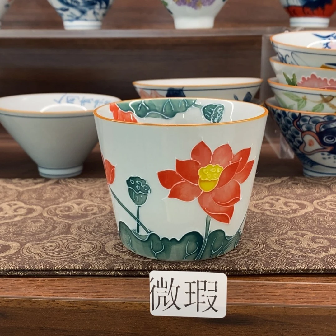 釉下手绘茶具微瑕手工绘制