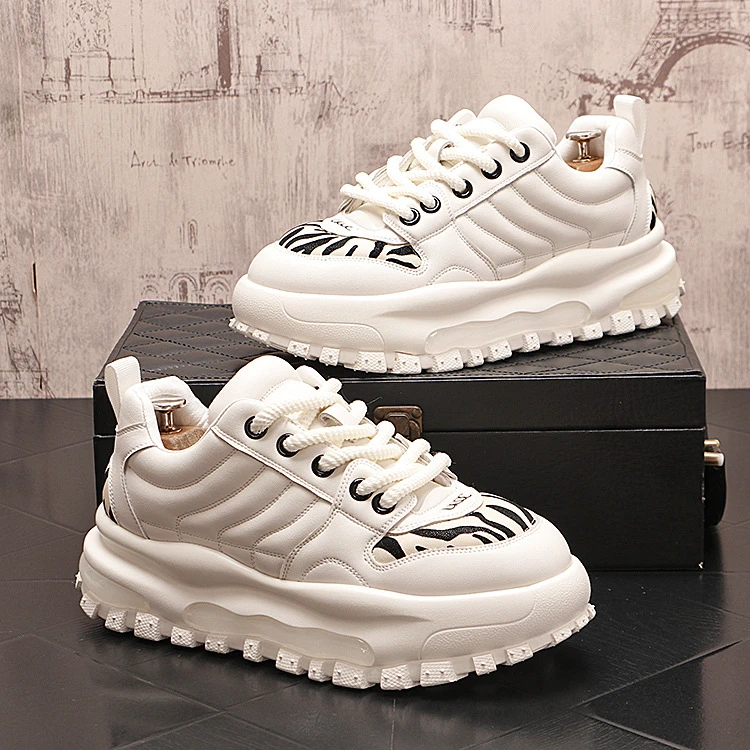 玛古芭男鞋夏季新款老爹鞋时尚潮流厚底增高休闲鞋百搭轻奢小白鞋