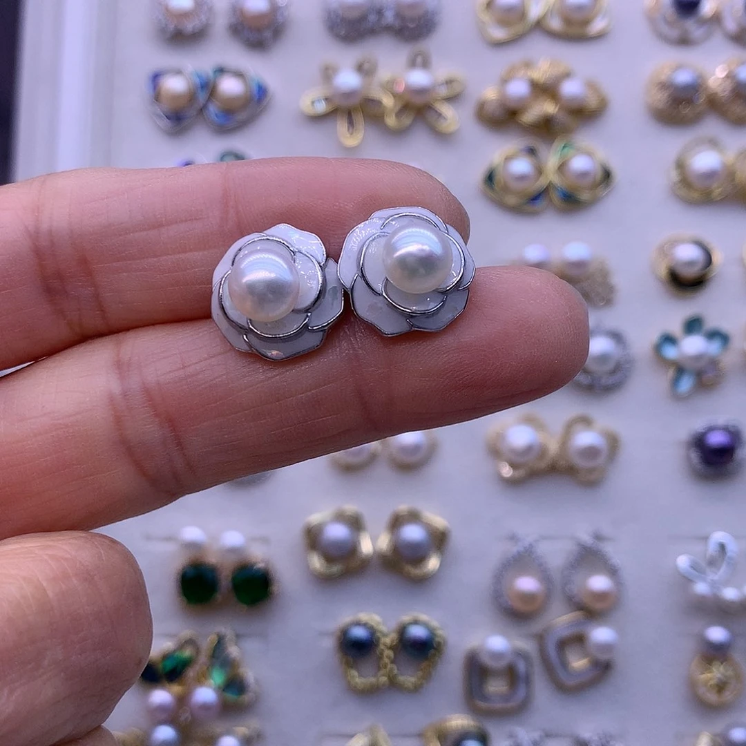 淡水珍珠耳饰合金