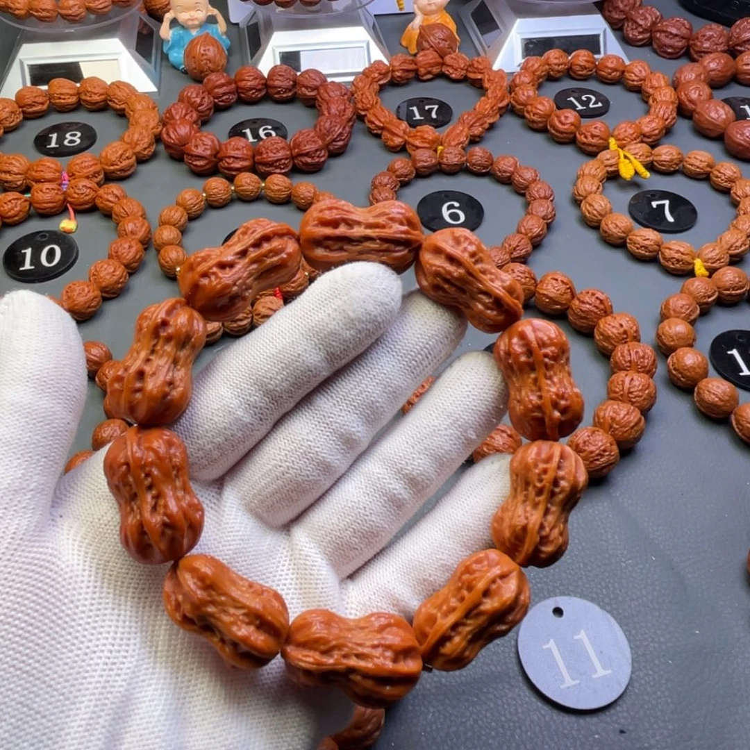 不***美手串文玩核桃野生核桃异形花生手串