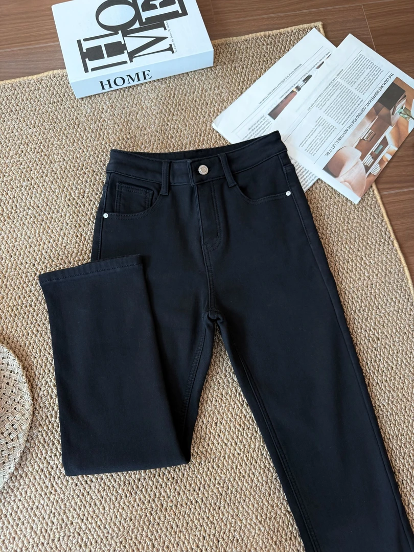 QiQi【显瘦款】2025新款加绒牛仔裤女秋冬小个子弹力九分烟管裤8016