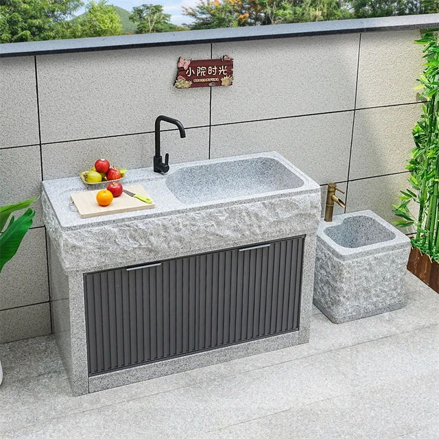 户外庭院水池天然石头水槽花岗岩台盆整石雕刻大理石洗衣池洗手池