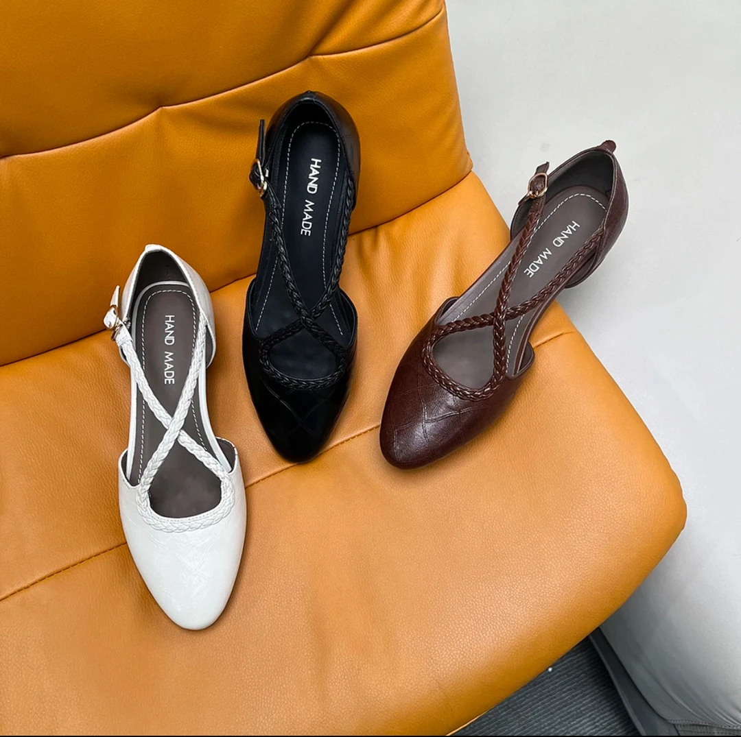 羊皮 A1288 跟3cm 春秋罗马凉鞋女中跟法式复古中空凉鞋女