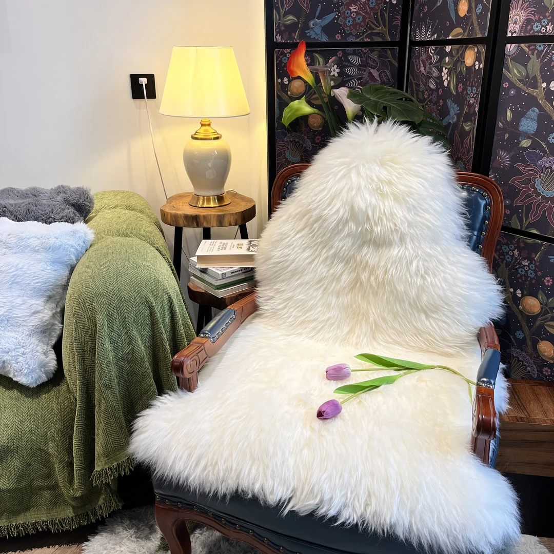 1P原色羊皮毛一体沙发垫地垫飘窗垫家用卧室整张羊皮带毛100上下