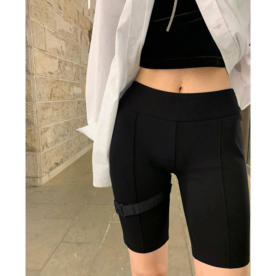 【设计款】高弹紧身黑色打底百搭五分裤2025新款打底裤鲨鱼裤女